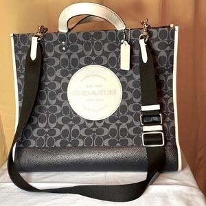 Coach Women's Dempsey Tote 40 In Signature Jacquard Denim With Patch